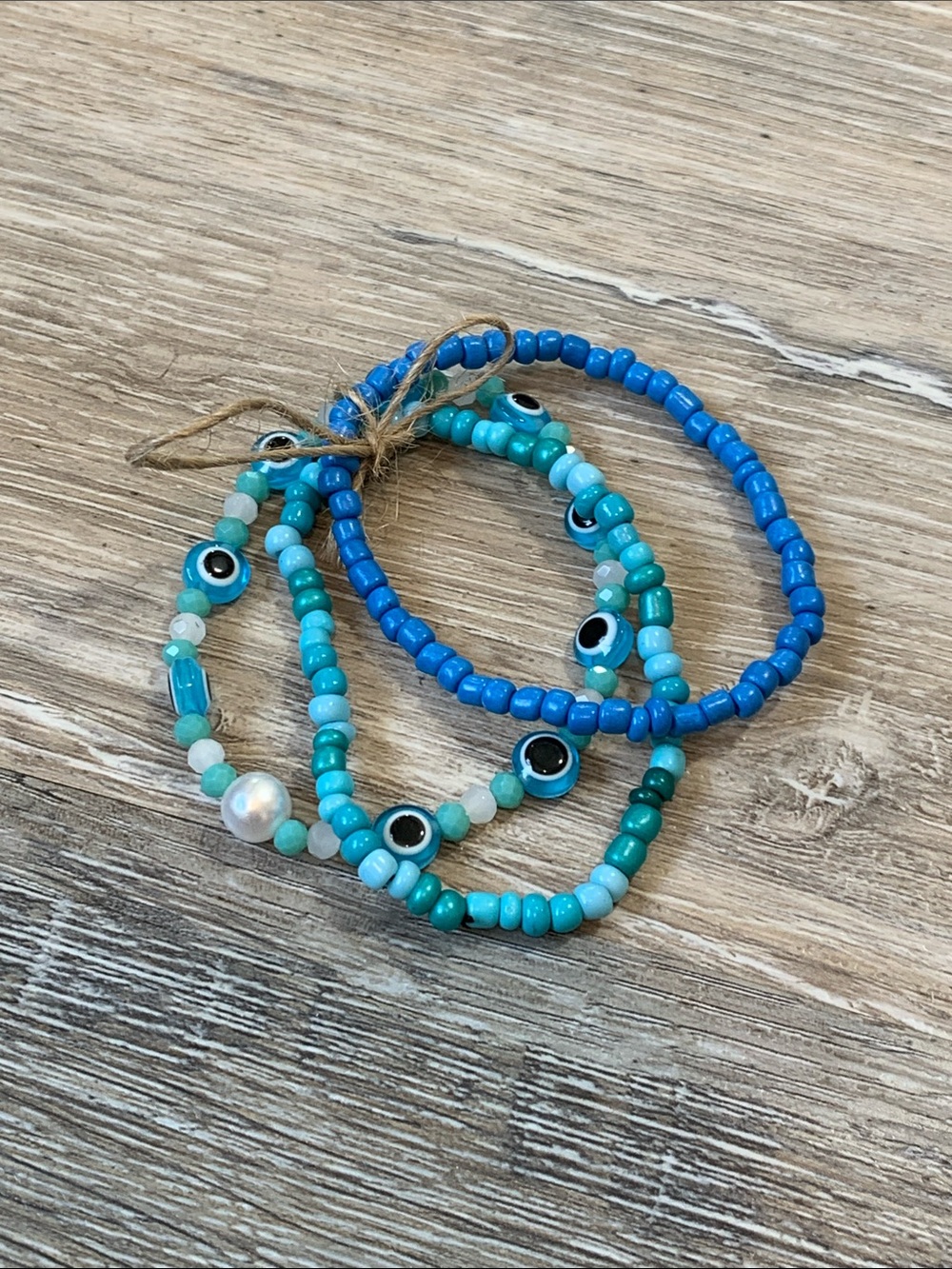 3/$10💕 Turquoise Blue Beaded Evil Eye Bracelet Set